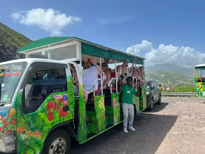 Open air Safari truck used by Poinciana Tours in St Kitts