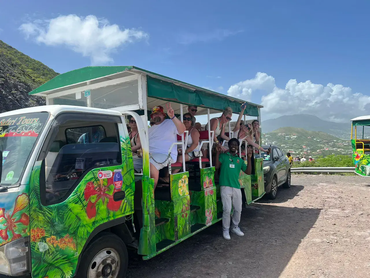 Open air Safari truck used for the Panoramic Drive Tour in St Kitts